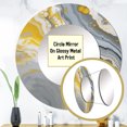 thumbnail image 3 of Designart "Marble Symphony Grey Yellow Expression" Abstract Round Mirror Wall Décor Modern - Large Grey Round Mirror - Round Mirror 23" x 23" Inch, 3 of 5