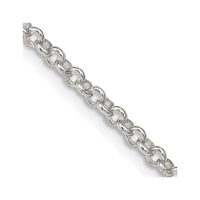 Diamond2Deal 925 Sterling Silver 2.5 mm Rolo Chain Necklace for Women 24"