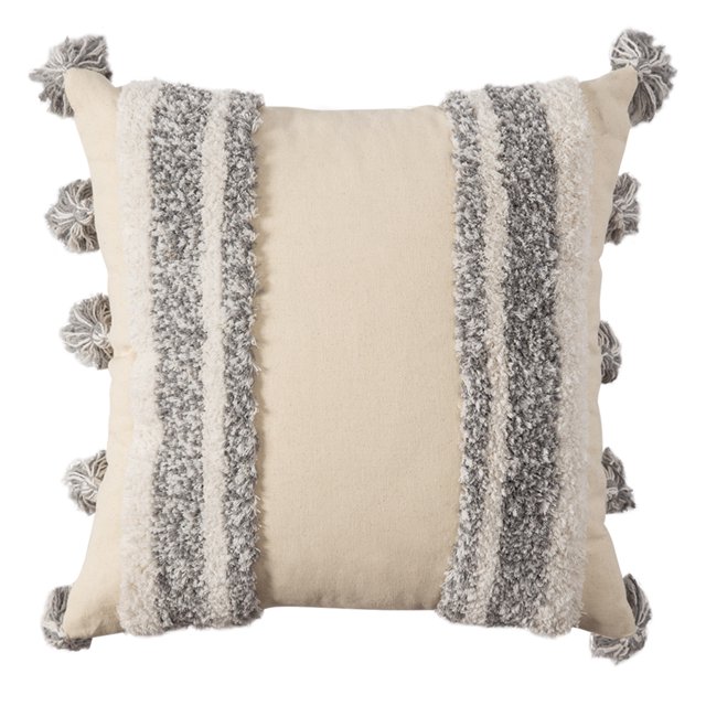 Sumhomie Housses de Coussin à Pompons, Housse de Coussin Carrée Shaggy 18"x18 Pouces