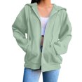 thumbnail image 1 of Mgmyaa Chandail en Molleton pour Femmes Mode Couleur Unie à Capuche avec Poche Manches Raglan Veste à Fermeture Éclair, 1 of 6