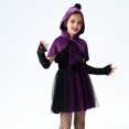 thumbnail image 4 of MKOSPLRT Robe en Tulle à Paillettes d'Halloween pour Tout-Petites Filles Sorcière Ensembles Amusants de Vacances 2 Pcs Capes à Capuche Mini-Robe en Maille 4-14 Ans, 4 of 10