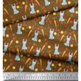 thumbnail image 3 of Soimoi Polyester Crepe Fabric Leaves,Carrot & Rabbit Kids Printed Fabric 1 Yard 52 Inch Wide, 3 of 3