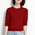 thumbnail image 4 of Yuyuzo Long Sleeve Shirts for Women Crewneck Ribbed Knit Sweater Tops Solid Color Loose Pullover, 4 of 5