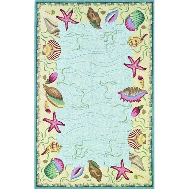 HomeRoots 352334 3 ft. 6 in. x 5 ft. 6 in. Wool Blue & Ivory Area Rug