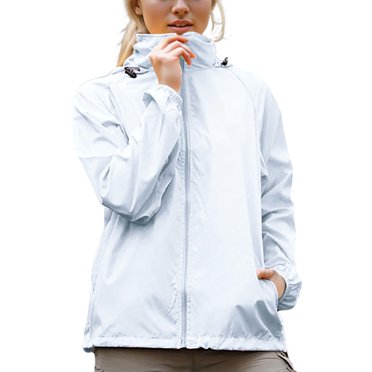 WRKEKC Women's Lightweight Rain Jacket with Hood Windbreaker Waterproof Sun Hoodie Packable Raincoat Includes Storage Bag