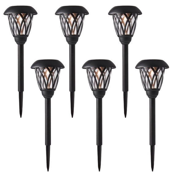 Mainstays Solar Powered Black Lattice Pathway and Landscape Set, 8 Lumens (6-pack)