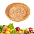 thumbnail image 1 of pitrice Osier Tissé Rond Snack Fruit Bol Rotin Nourriture Plateau Organisateur 22x4cm, 1 of 8