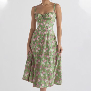 Mefallenssiah Robe Débardeur Sans Manches à Fente, Taille Mi-Haute, Imprimée, pour Femme