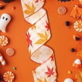 thumbnail image 4 of Halloween Theme Decoration Ribbon with Pumpkin Maple Leaf, Faux Linen Woven Ribbon for Holiday Party, DIY Gift Wrapping Bow Making Supplies, 4 of 9