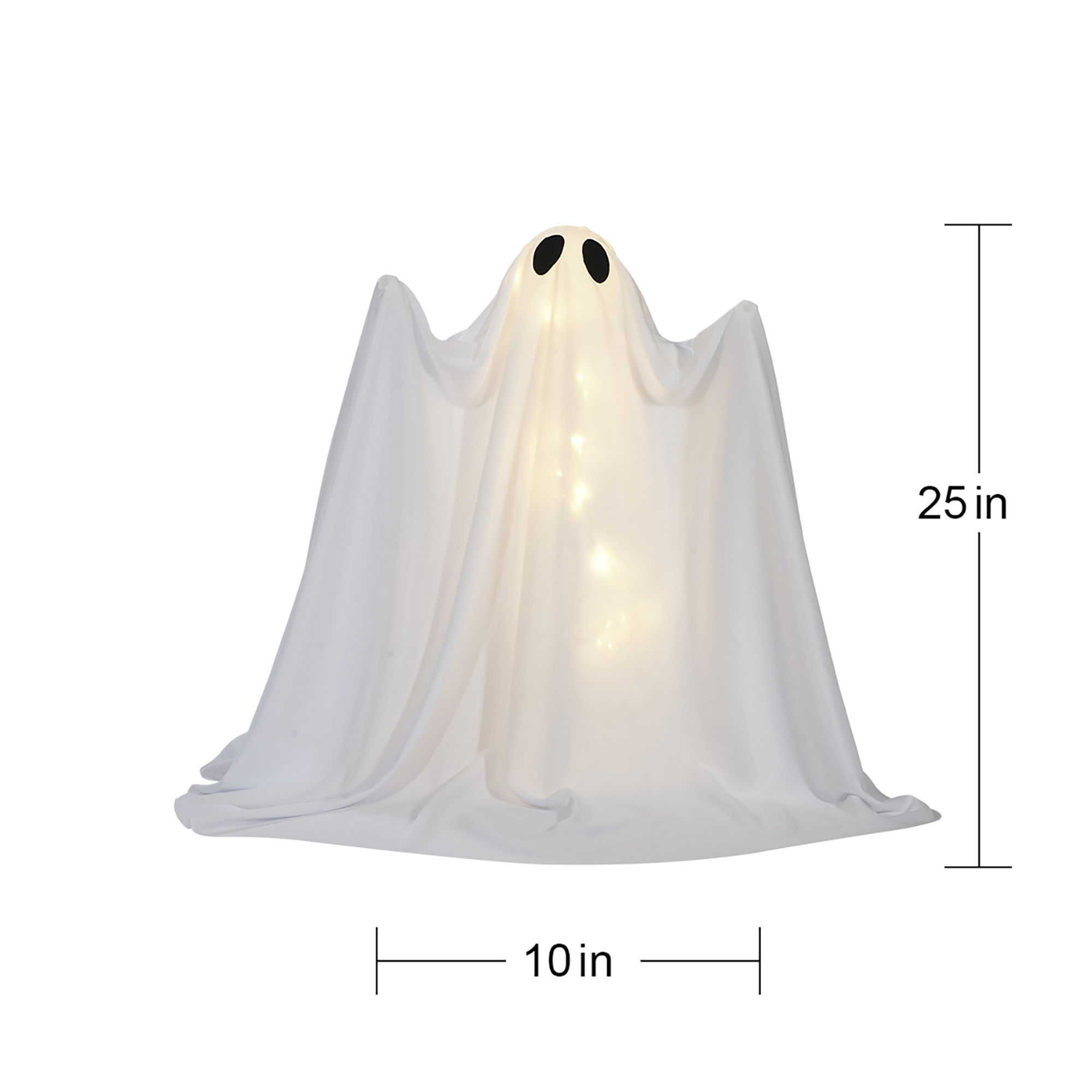 Way to Celebrate Halloween Lot de 3 guirlandes lumineuses fantômes en tissu de gaze de 25 po, fonctionnant à piles avec DEL blanches chaudes, pour intérieur et en extérieur