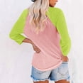 thumbnail image 3 of T-Shirts à Manches 3/4 pour Femmes - Blouse Ample Décontractée Style Baseball, T-Shirts pour Dames, Chandail Raglan Trois Quarts, T-Shirt à Blocs de Couleur à Col Ras du Cou, Hauts, Chemisiers à Manches Courtes pour Femmes P, 3 of 7
