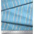thumbnail image 2 of Soimoi Blue polyester Crepe Fabric Leaves & Bamboo Tree Printed Fabric 1 Yard 52 Inch Wide, 2 of 3