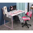 thumbnail image 4 of JJS Small Computer Desk Simple Style Writing Desk for Small Spaces 48 Inch Home Office Modern Student Study Laptop Writing Table with Storage Bag USB Hub, White/Pink, 4 of 4