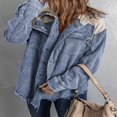 thumbnail image 4 of Womens Corduroy Shacket Jacket Long Sleeve Button Down Color Block Hooded Coat with Pockets, 4 of 7