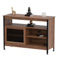 thumbnail image 1 of Kitchen Cabinet, 112 x 40 cm Kitchen Storage Cabinet with Sliding Door, Open Compartment, LED Light for Home, Kitchen, Living Room, Office, 1 of 4
