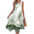 thumbnail image 1 of Meichang Robes Décontractées pour Femmes Robes d'Été Sans Manches Ourlet Mouchoir Robes de Plage Fluides Imprimé Tendance Col Rond Robes Midi d'Été Robes Amples Débardeurs Vert S, 1 of 5