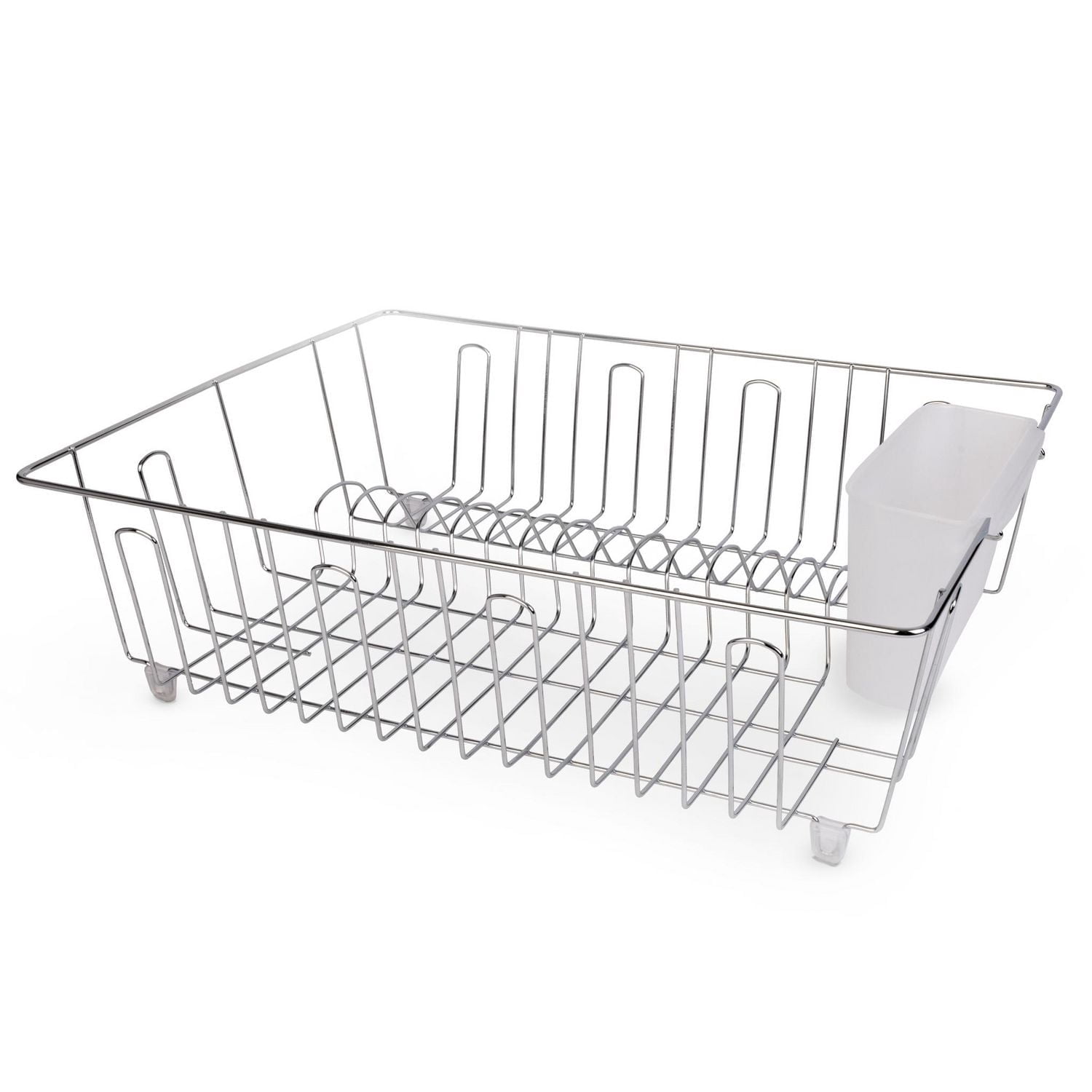 Mainstays Large Dish Drainer Rack - Chrome/White
