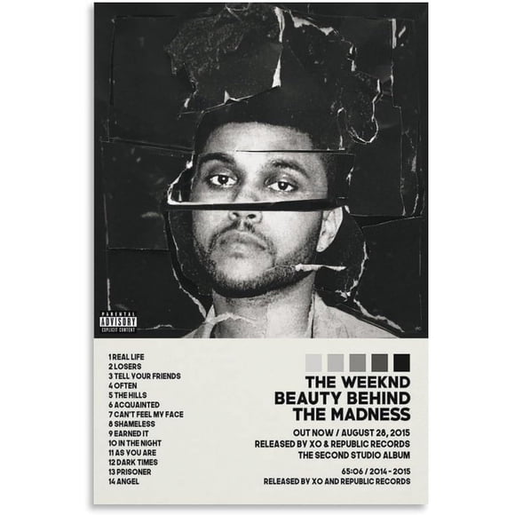 PPHAOSHO Beauty Behind The Madness Album Cover The Weeknd Music Poster frameless Painting Canvas Wall Posters Art Picture Print Modern Home Decor 16x24inch