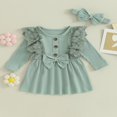 thumbnail image 2 of Robe d'Automne pour Bébé Fille Manches Longues Côtelées Robe Princesse Ligne A avec Bandeau, 2 of 8