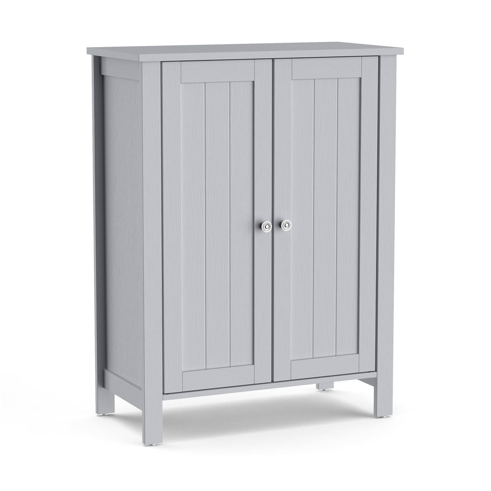 Patiojoy Bathroom Storage Cabinet Floor Storage Freestanding Organizer Cabinet Gray