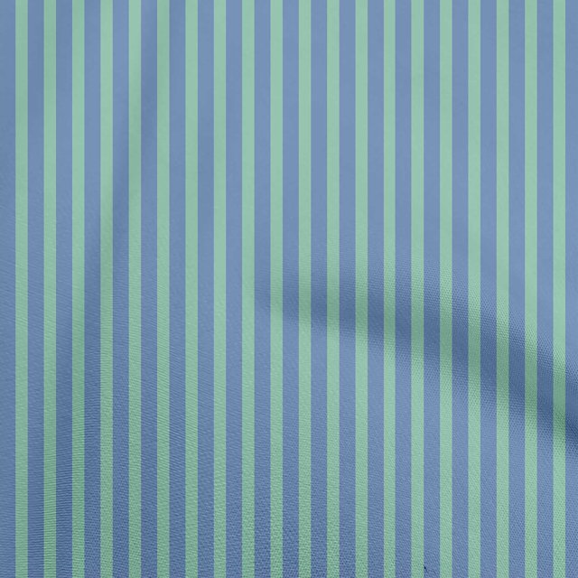 oneOone Rayon Medium Blue Fabric Stripes Craft Projects Decor Fabric Printed By The Yard 56 Inch Wide