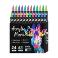 thumbnail image 1 of 24 Colors Acrylic Paint Markers, Dual Tip Drawing Marker Pen for Rock Painting, Ceramic, Wood, Plastic, Calligraphy, Scrapbooking, Brush Lettering, Card Making, DIY Crafts, 12 Pack, 6.69x5.78", 1 of 9