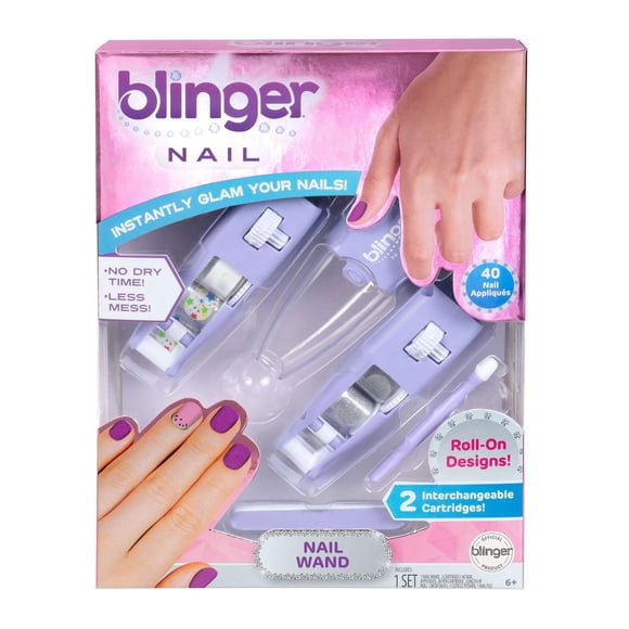 Blinger – Stylo pour ongles – Étoiles et paillettes argentées