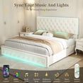 thumbnail image 2 of SIBEDS LED Bed Frame with 2 Storage Drawers Pockets and Soft Velvet Cream Tufted Headboard, Full, 2 of 9