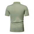 thumbnail image 3 of EGNMCR Men Casual Solid Turndown Pullover Patchwork Zipper Short Sleeve Blouse, 3 of 5