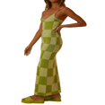 thumbnail image 4 of Robes pour Femmes 2022 Robes Moulantes en Tricot Robe Longue de Nuit Sans Manches Découpée Orange S, 4 of 5