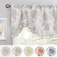 thumbnail image 2 of Curtainking Farmhouse Valance 50x18 inch Gray Rustic Floral Light Filtering Curtain Tie Up Rod Pocket Valance for Kitchen 1 Panel, 2 of 5