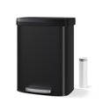 thumbnail image 3 of 60L / 16 Gallon Black Stainless Steel Step Trash Can - Soft-Close Plastic Lid, Rustproof Kitchen Garbage Bin, Liner Rim, Rear Handle, Large Capacity for Home, Bathroom, or Office, Black, 3 of 7