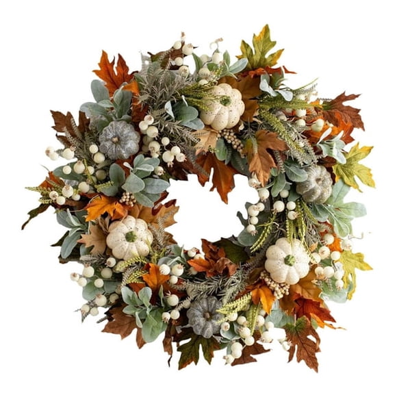 Fall Pumpkin Wreath Harvest Door Wreath Hanging for Door Home Decor
