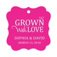 thumbnail image 1 of Darling Souvenir Grown With Love Personalized Fancy Frame Bonbonniere Wedding Party Favor Paper Tags-Magenta-100 Tags, 1 of 1