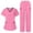 Pink,2 piece summer pants set for women, variant on SZJXBUY Plus Size Scrub Sets for Woman Summer Casual Basic Medical Nurse Housekeeping Uniform Cleaning Uniforms V Neck Top & Pants with Multi Pockets Outfit Purple,L