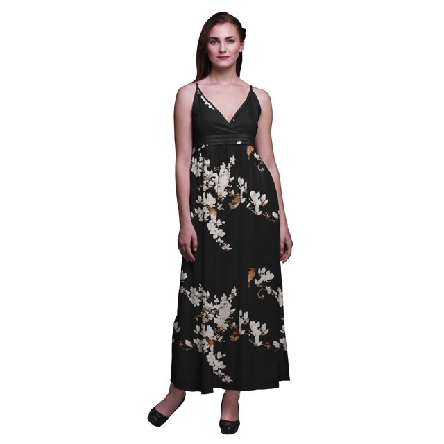 Bimba Robe Bohème de Plage Longue Maxi Sans Manches à Bretelles Imprimée pour Femmes - Très Petit