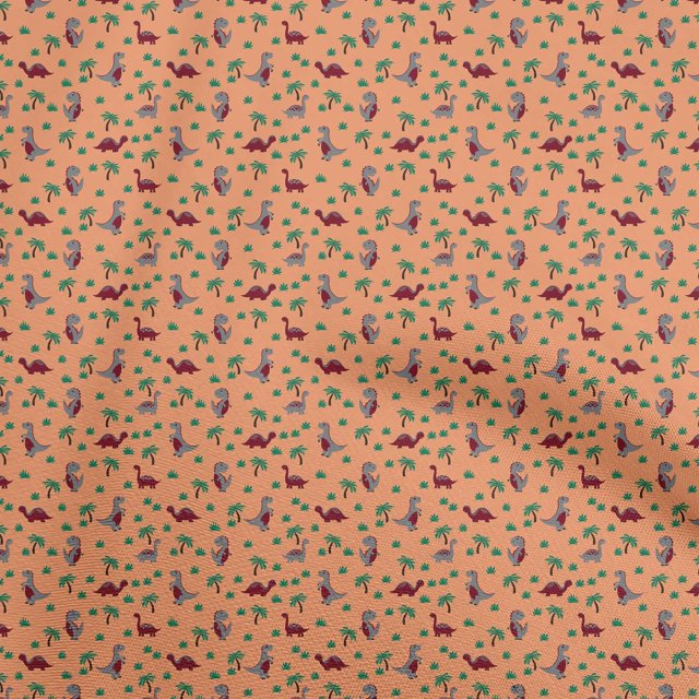 oneOone Cotton Poplin Orange Fabric Colorful Dinosaur Cartoon Craft Projects Decor Fabric Printed By The Yard 56 Inch Wide