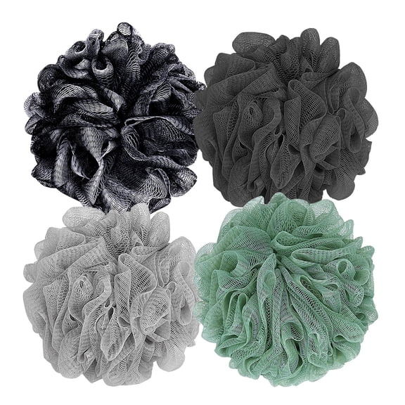 Okaka Éponge de Bain en Luffa, Houppette de Douche en Luffa, Exfoliant pour le Corps, Doux, de Qualité Supérieure, Lot de 4