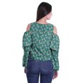 thumbnail image 4 of Moomaya Printed Casual Long Sleeve Tops Women Cold Shoulder Ruffle Sleeves Top, 4 of 4