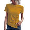 thumbnail image 1 of T-shirt Décontracté pour Femmes à Manches Courtes, Couleur Unie, Col Ras du Cou, Basique, Chandail, 1 of 6