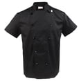 thumbnail image 2 of Men Women Double Breasted Short Sleeve Chef Coat Restaurant Jacket Cooker Work Uniforms Cook Uniform 3XL Black Short Sleeve, 2 of 9