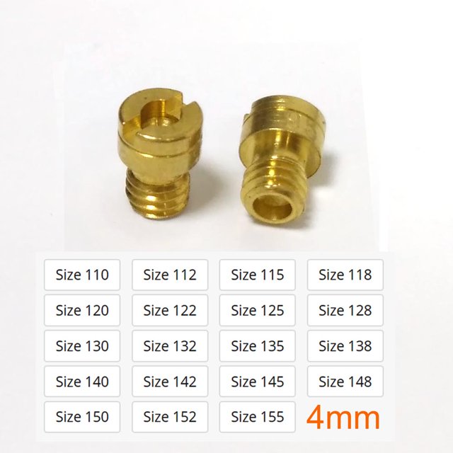 Motorcycle Carburetor 4mm Thread M4 Round Main Jet Size 110-155 For Kenhin CarbMikuni Minimoto Gy6 139qmb 50cc Injector Nozzle