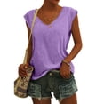 thumbnail image 2 of Pompotops Womens Solid Color Cap Sleeve Blouses T-Shirt Casual Loose Fit Basic Shirts Tank Tops, 2 of 8