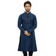 thumbnail image 1 of Atasi Men's Blue Designer Kurta Pyjama Set Long Cotton Punjabi Shirt-Small, 1 of 6