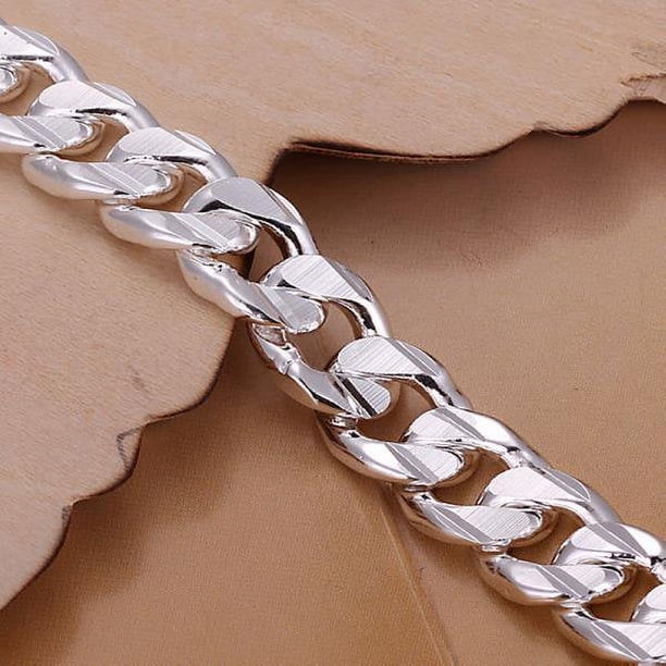 Fashion Jewelry 925 Sterling Silver 10 mm Square Buckle Sideways