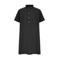 thumbnail image 4 of Robes d'Été Grande Taille pour Femmes 2024 Décontractées Amples Unies en Coton à Col en V à Manches Courtes Robe d'Été Économisez jusqu'à 65 % de Rabais!, 4 of 6