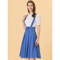 thumbnail image 2 of Unique Bargains Jupe Midi Plissée à Bretelles Rétro à Taille Élastique pour Femme Bleu G, 2 of 5