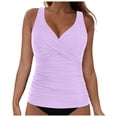 thumbnail image 1 of NIEWTR V-Neck Tankini Tops For Women Backless Adjusting Strap Bathing Suits Tummy Control Push Up Swimsuit Top(Light Purple,S), 1 of 9