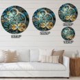 thumbnail image 4 of Designart Fleur fractale symétrique en or bleu horloge murale, 4 of 4