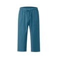 thumbnail image 4 of Kaemgyyd Womens Plus Size Capris Lounge Drawstring Cotton Linen Bermuda Shorts Flowy Wide Leg Beach Vaction Cropped Trousers, 4 of 6